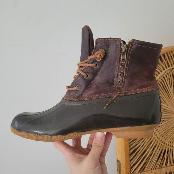 Sperry Topsider Saltwater Waterproof Leather Duck Boot Brown 10M - Picture 5 of 12